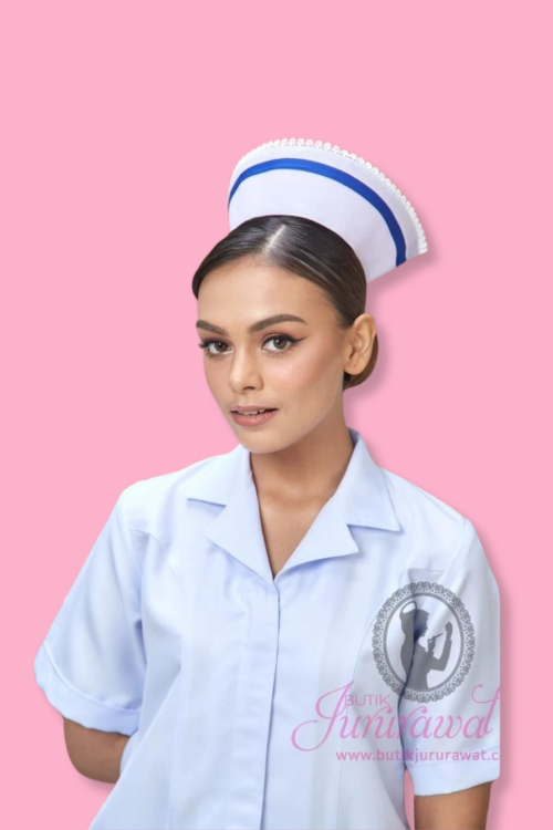 STAFFNURSE CAP - CAP JURURAWAT LINE BIRU